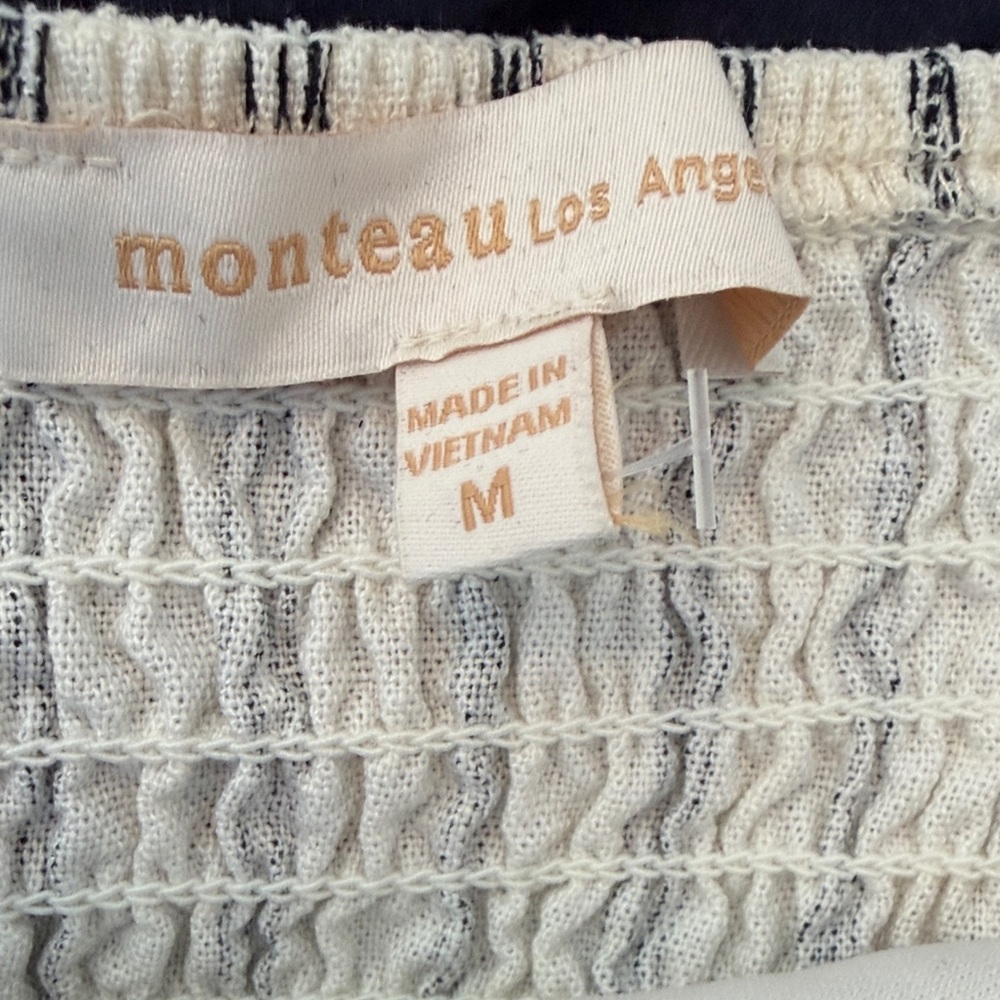 Monteau Cream and Navy Striped Peplum Cami - Picture 3 of 4